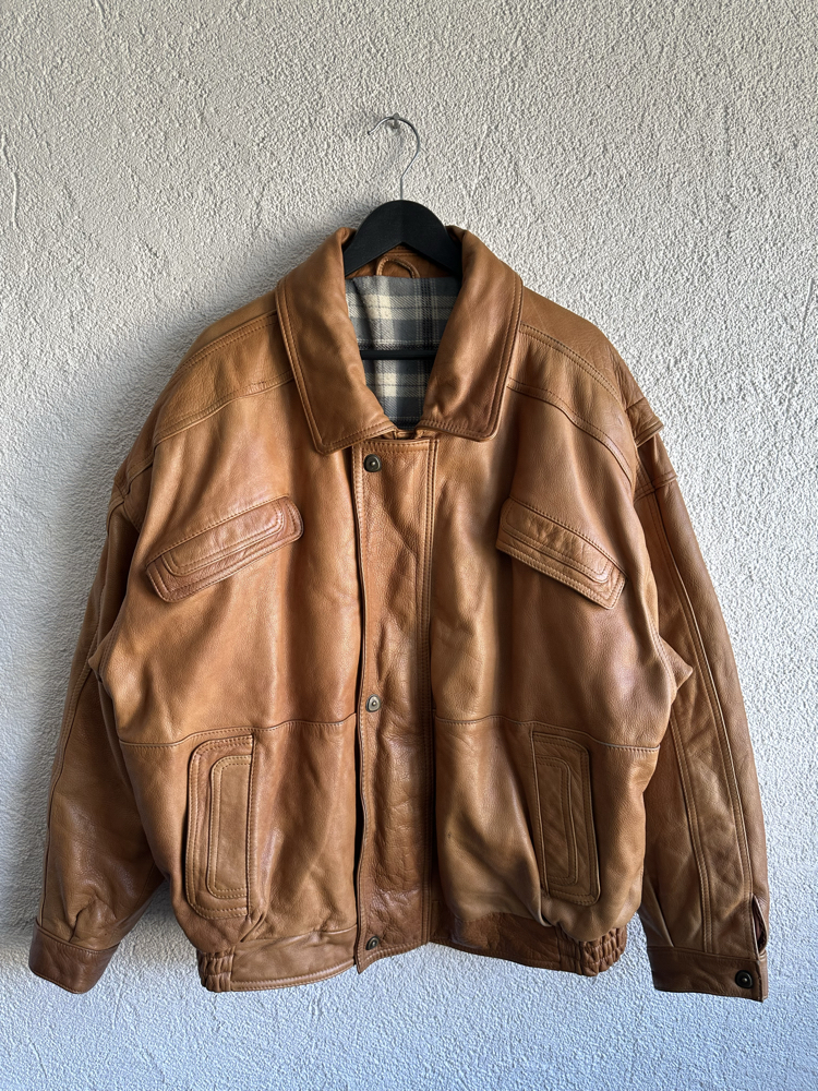 Vintage Bomber Deri Ceket