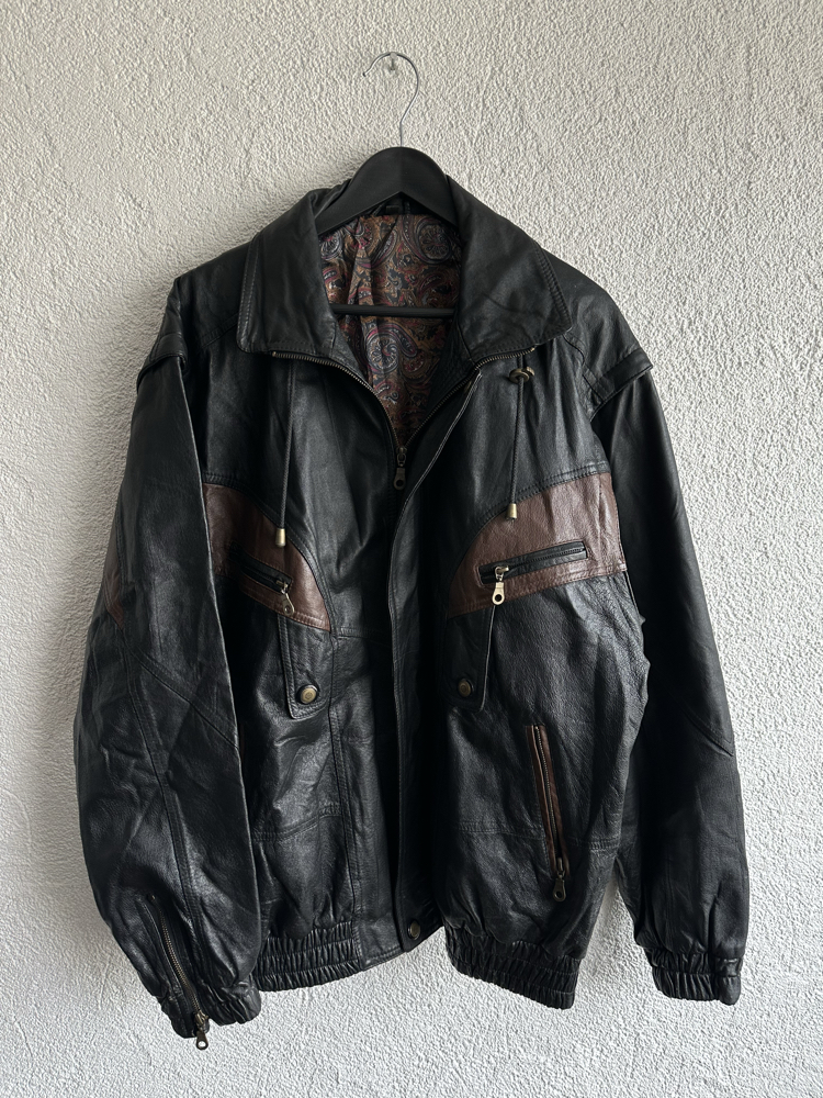 Vintage Bomber Deri Ceket/Yelek