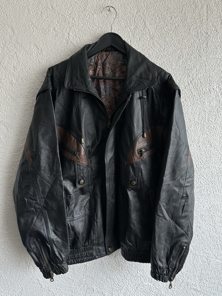 Vintage Bomber Deri Ceket/Yelek