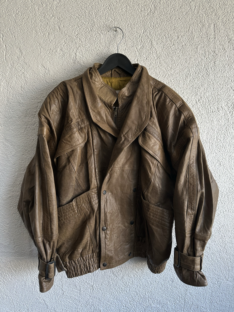 Vintage Bomber Deri Ceket
