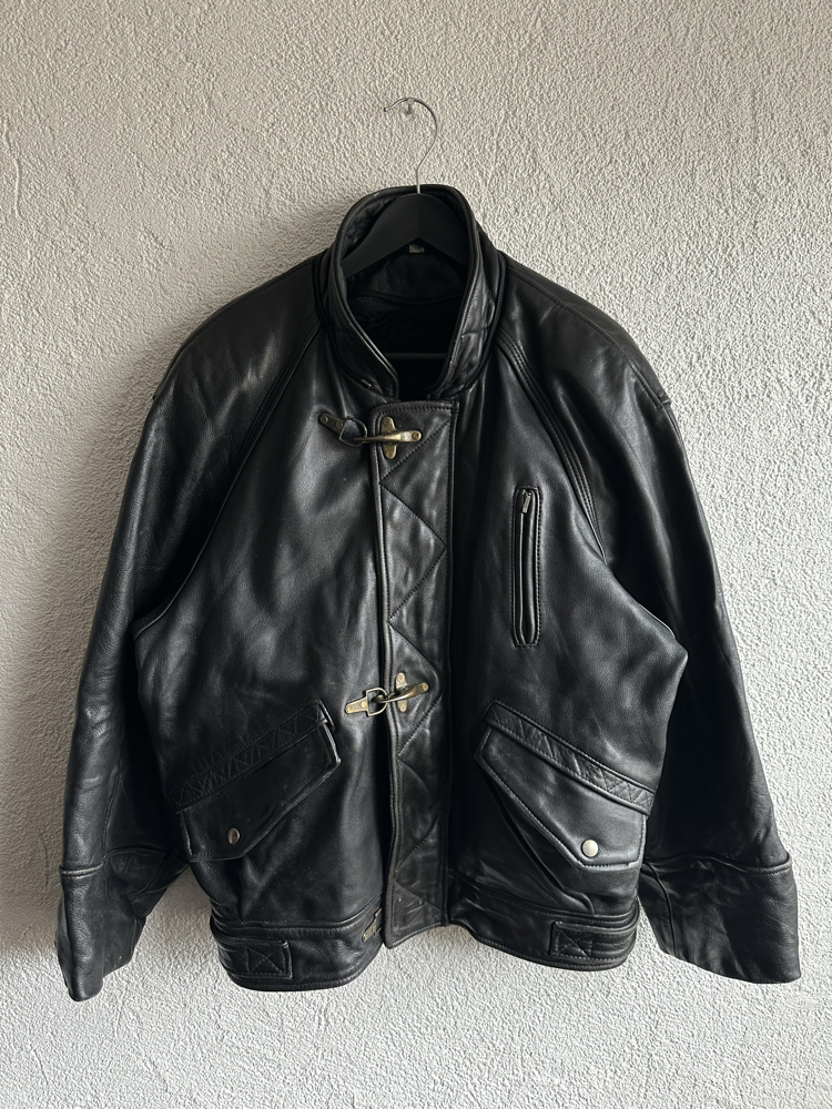 Vintage Fireman Bomber Deri Ceket