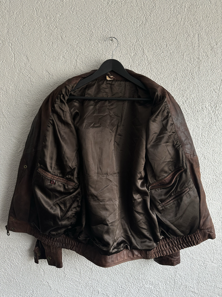 Vintage Bomber Deri Ceket/Yelek