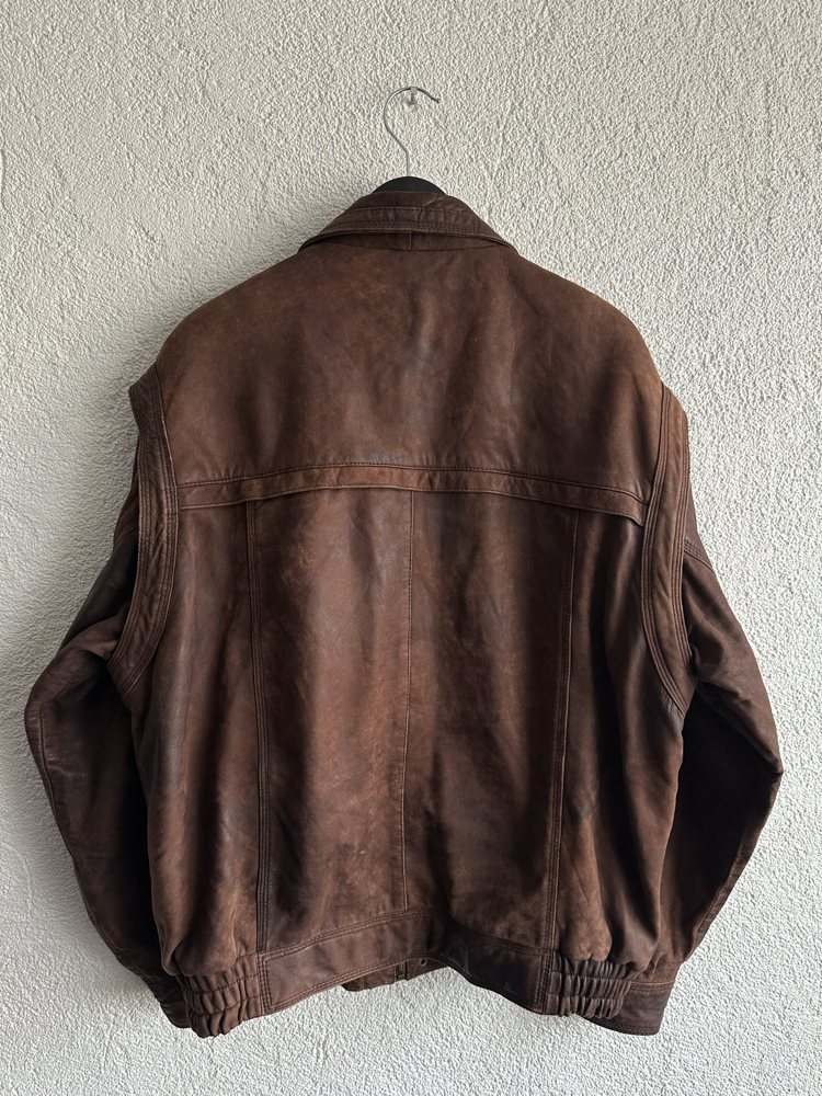 Vintage Bomber Deri Ceket/Yelek