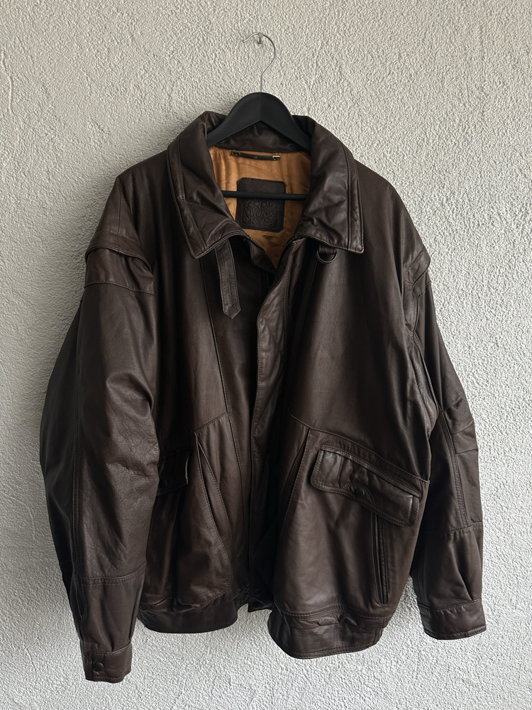 Vintage Bomber Deri Ceket/Yelek