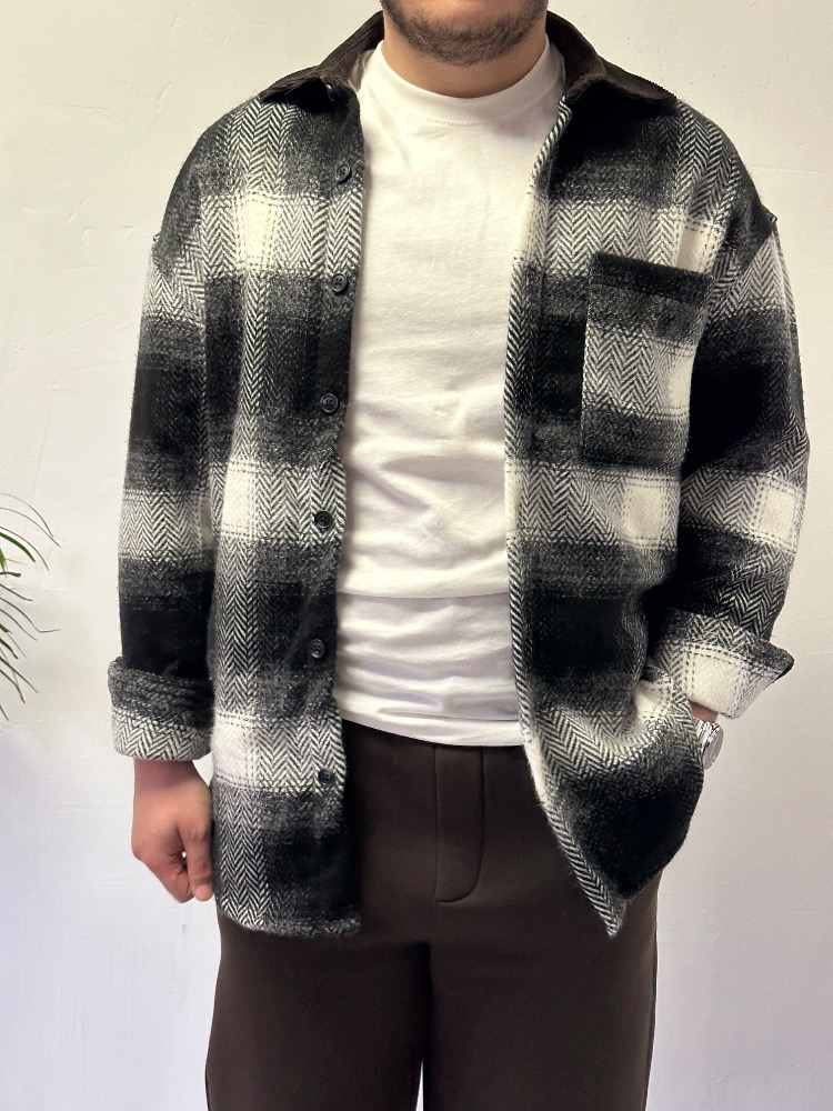 Oversize Kadife Yaka Oduncu Gömlek Ceket