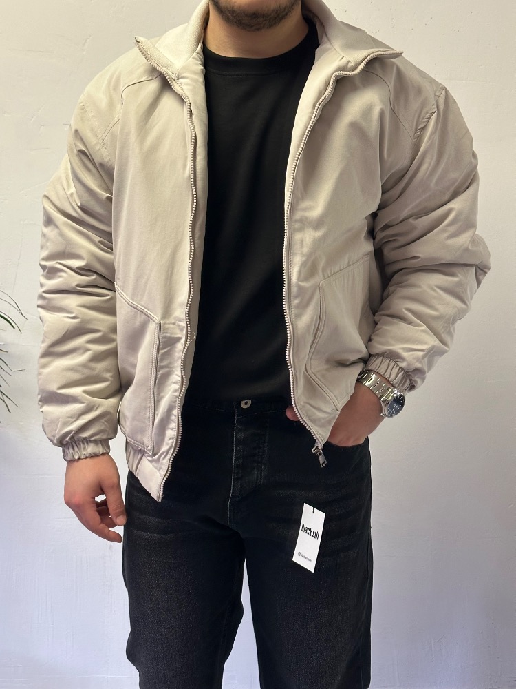 Bej Premium Fermuarlı Mevsimlik Bomber Mont