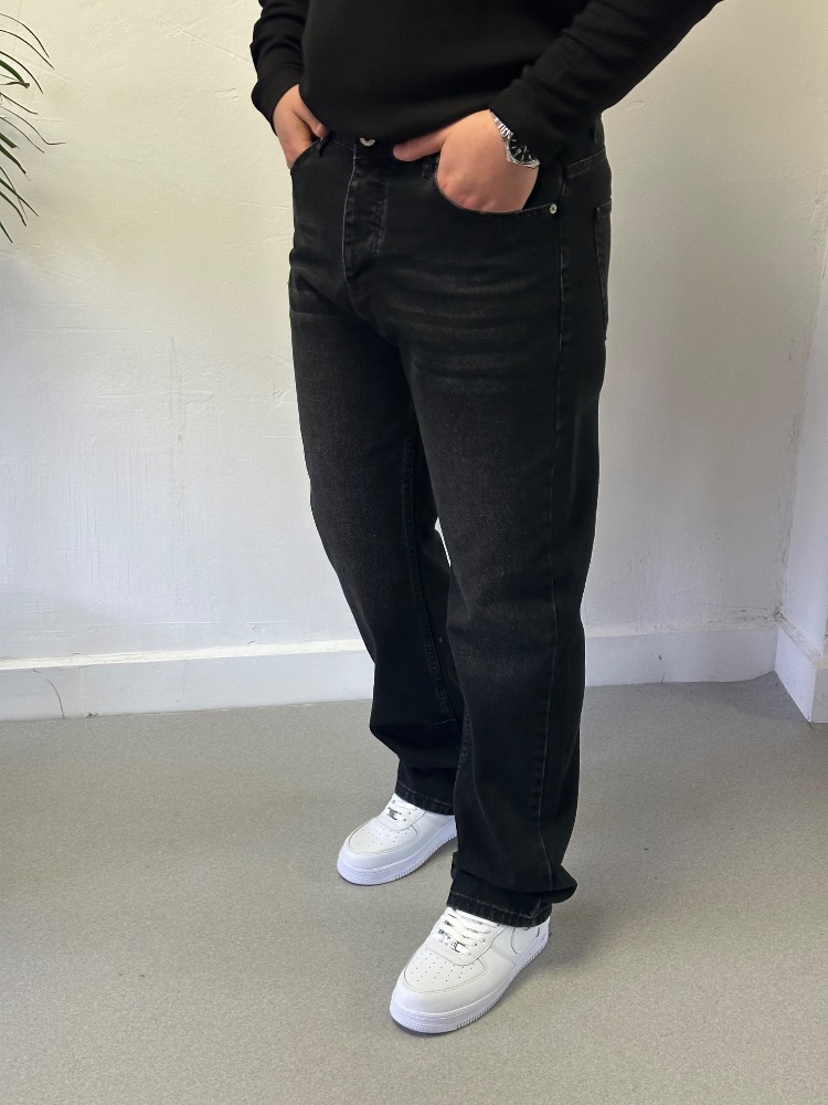 Yıkamalı Baggy Fit Jean Pantolon
