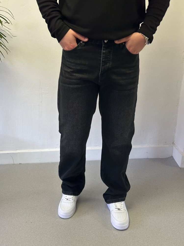 Yıkamalı Baggy Fit Jean Pantolon