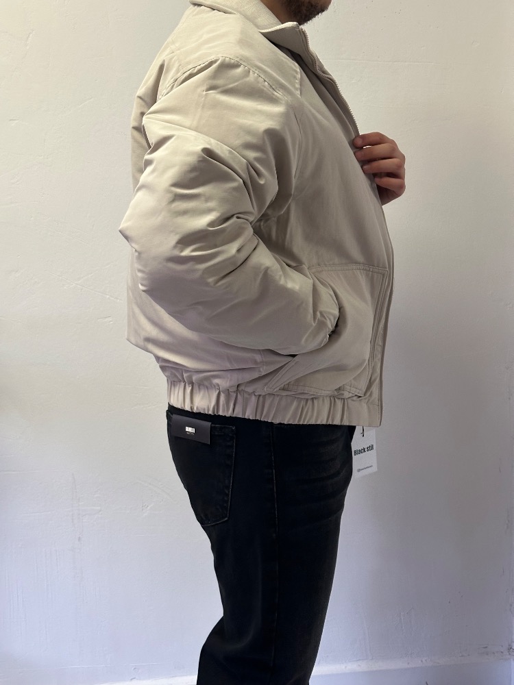 Bej Premium Fermuarlı Mevsimlik Bomber Mont