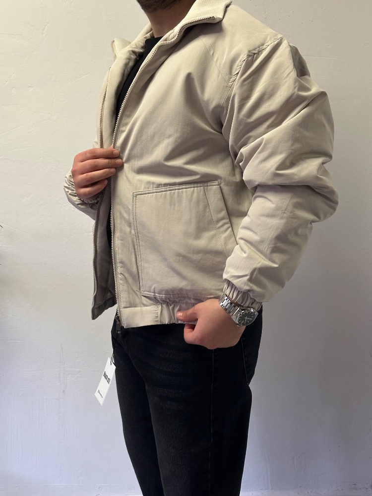 Bej Premium Fermuarlı Mevsimlik Bomber Mont