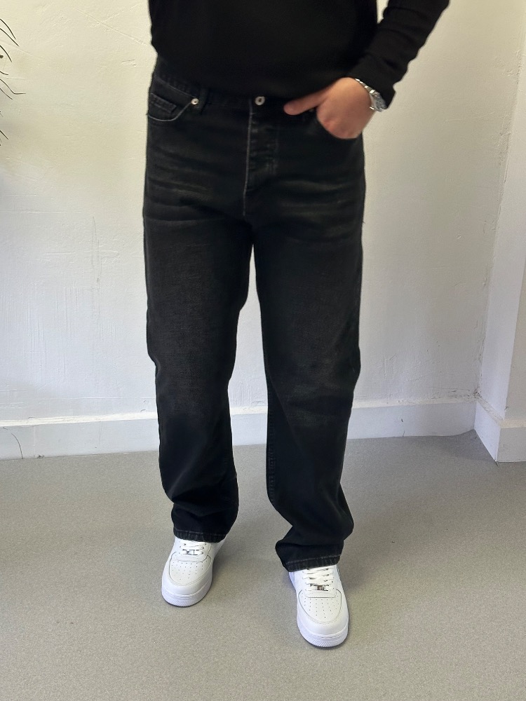 Yıkamalı Baggy Fit Jean Pantolon