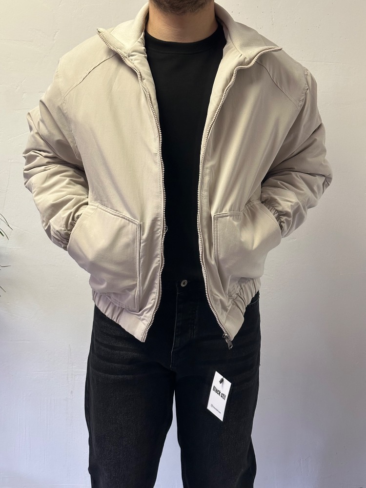 Bej Premium Fermuarlı Mevsimlik Bomber Mont