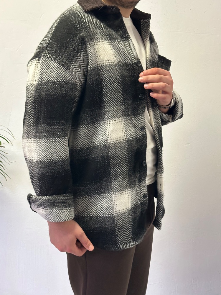 Oversize Kadife Yaka Oduncu Gömlek Ceket