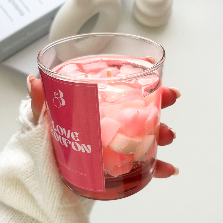 Çiçek Kokulu El Yapımı Açık Pembe Kalpli Dekorasyon Jel Mumu