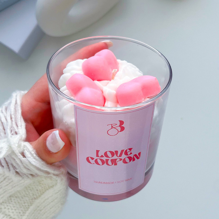 Gardenya Kokulu %100 Doğal El Yapımı Pembe Kalpli Dekorasyon Soya Mumu