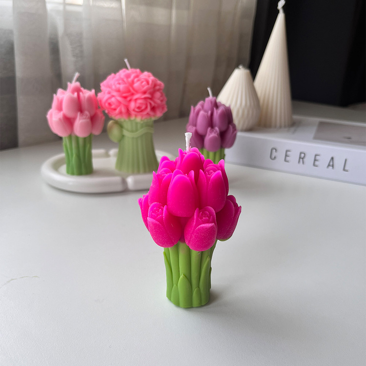 Lale Buketi Çiçek Kokulu Soya Mum