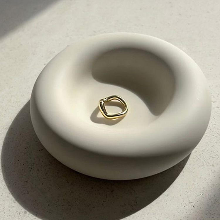 Beyaz Yuvarlak Modern Dekoratif Kase