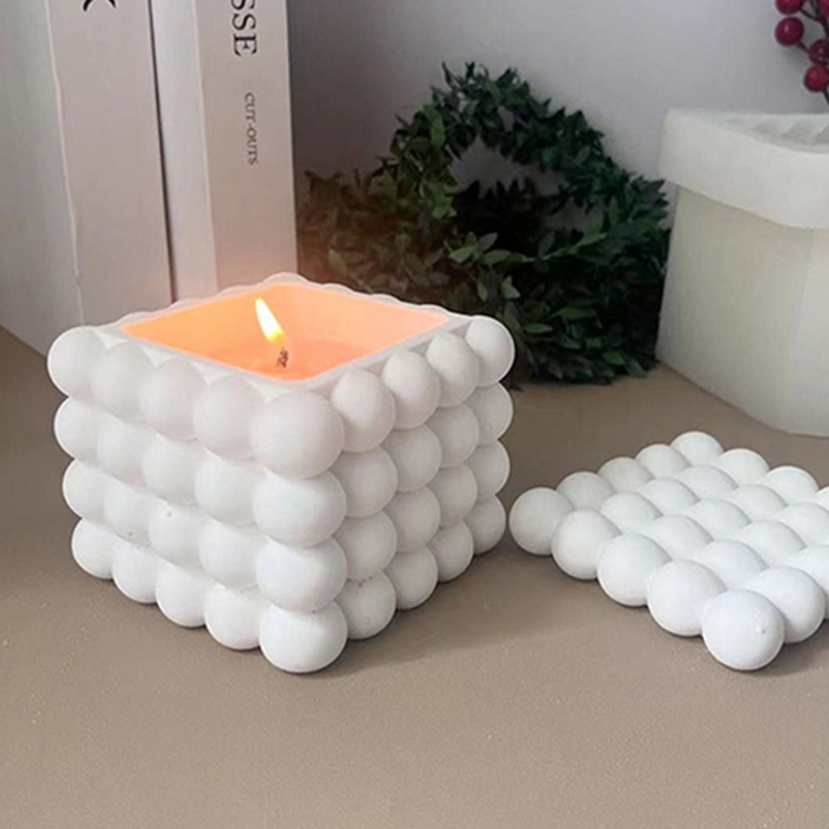 Beyaz Bubble Model Vanilya Kokulu Soya Mumu