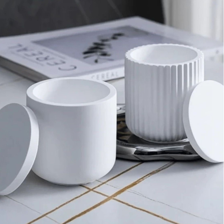Beyaz Yuvarlak Minimal Kapaklı Dekor Kutu