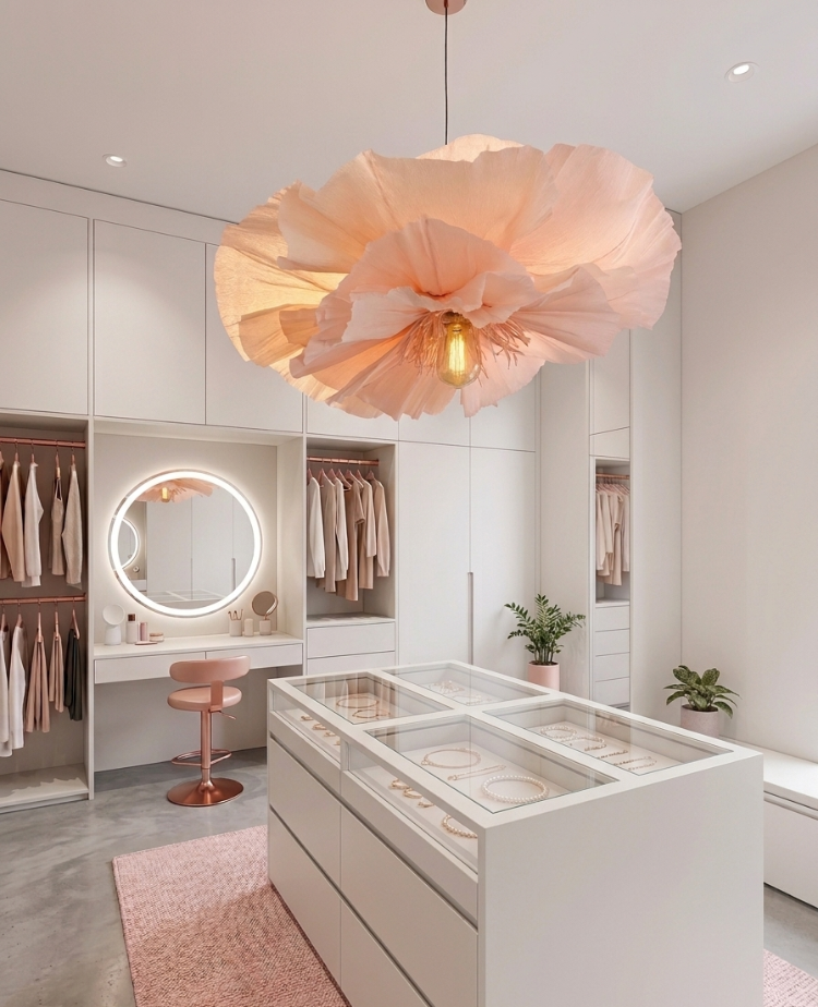 "Pink Bloom" - El Yapımı Özel Tasarım Çiçek Avize