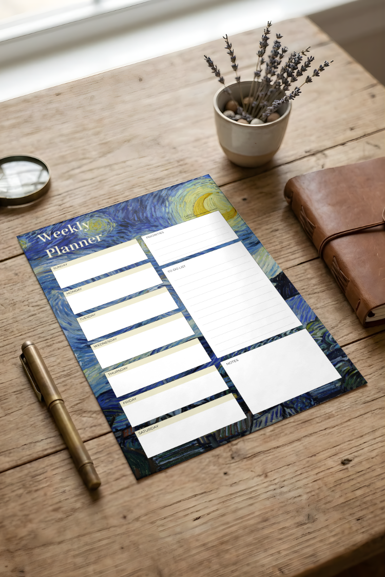 A4 Starry Night Weekly Planner – Printable PDF & PNG