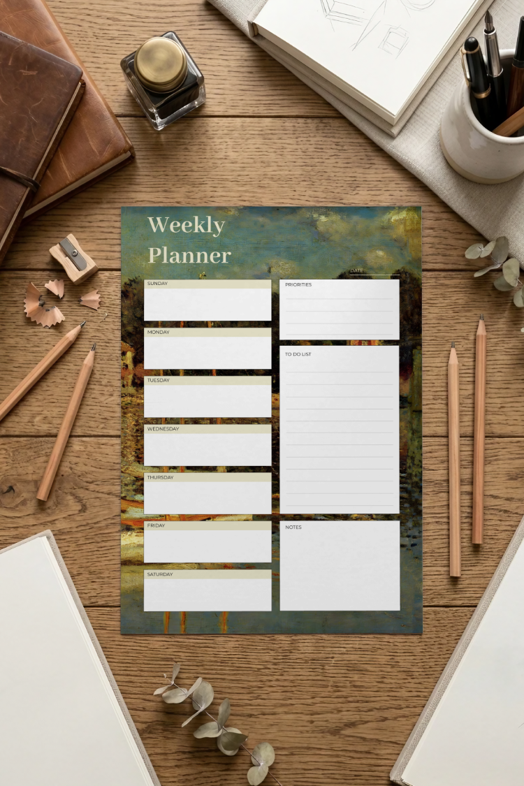 A4 The Argenteuil Bridge Weekly Planner – Printable PDF & PNG