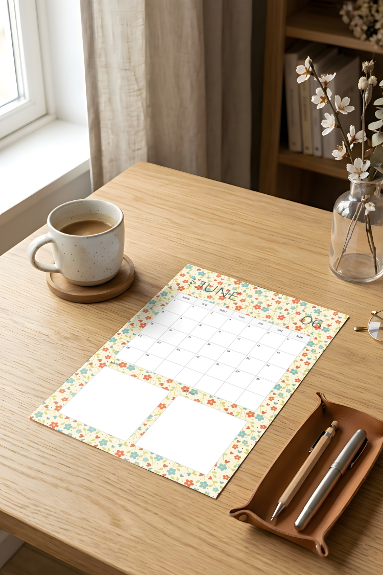 2026 Floral Monthly Planner - Printable PDF & PNG (A4)