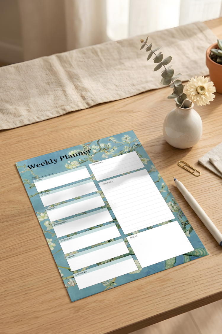 A4 Almond Blossoms Weekly Planner – Printable PDF & PNG