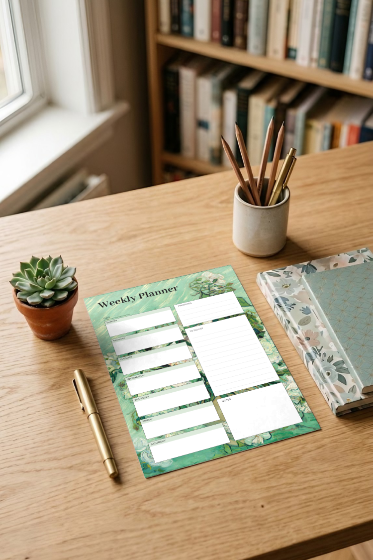 A4 Roses Weekly Planner – Printable PDF & PNG