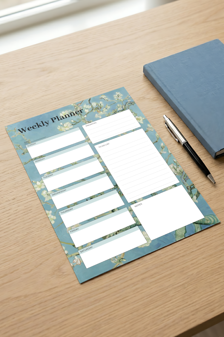 A4 Almond Blossoms Weekly Planner – Printable PDF & PNG