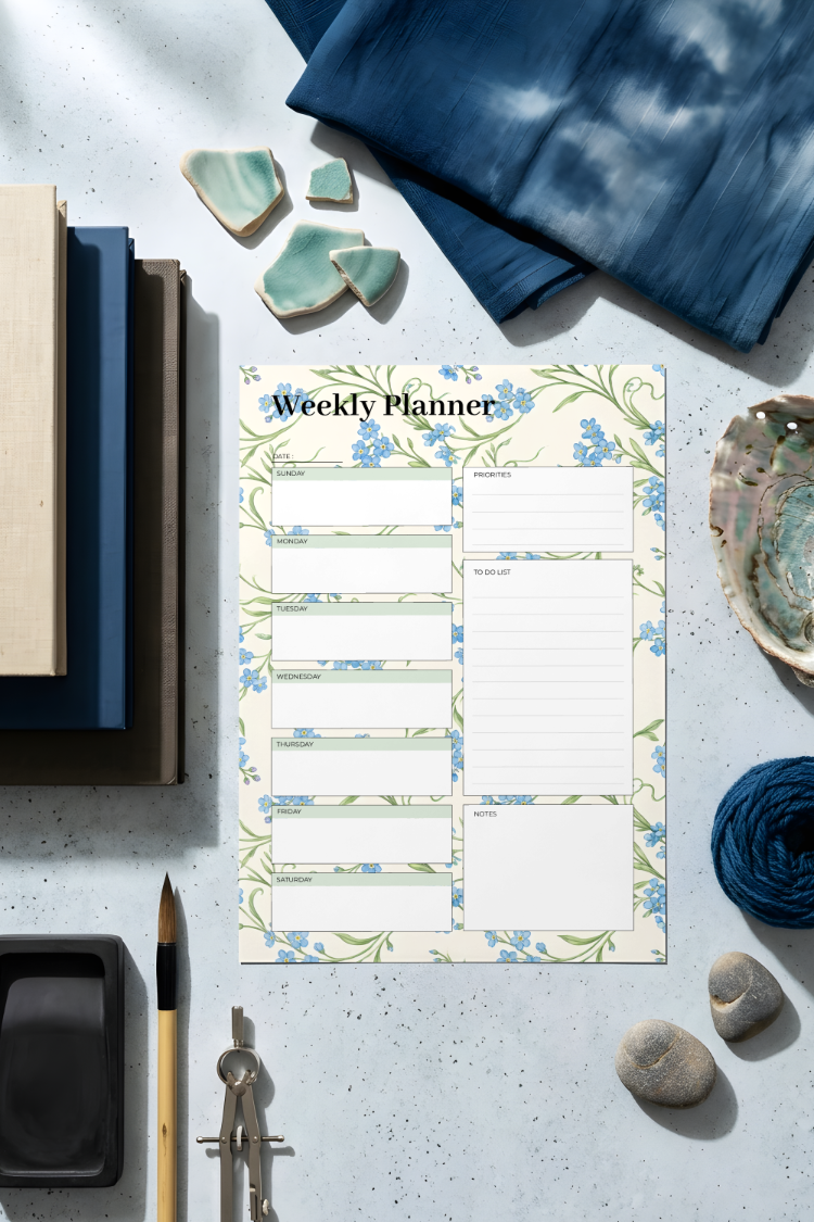 A4 Floral Weekly Planner – Printable PDF & PNG