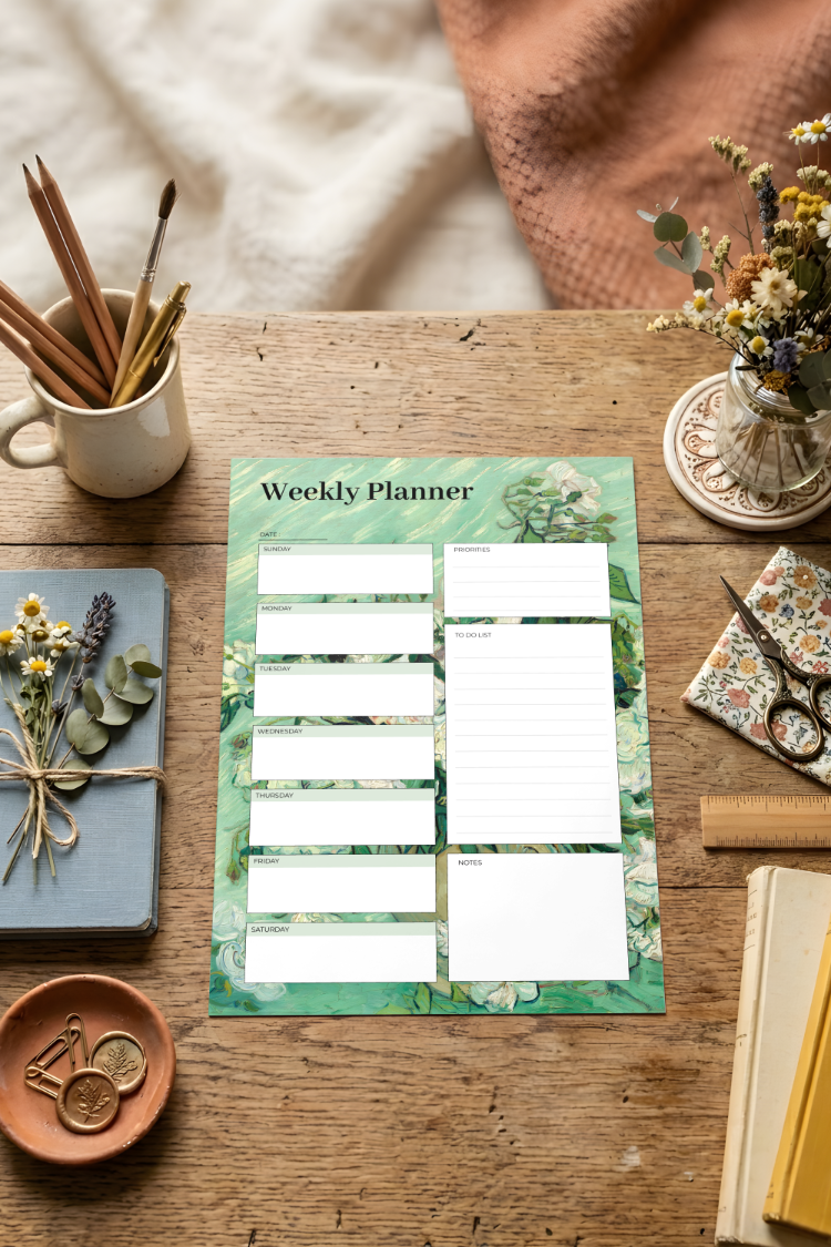 A4 Roses Weekly Planner – Printable PDF & PNG