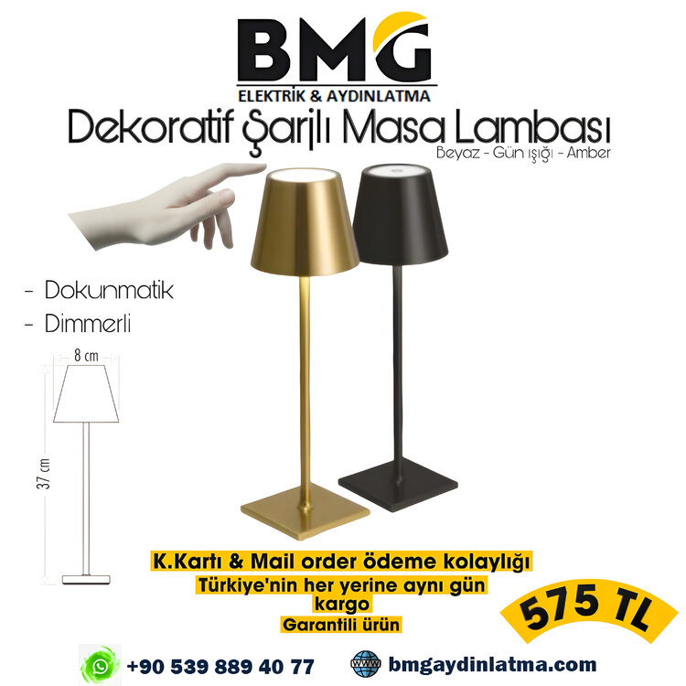 Modern Dekoratif Şarjlı Masa Lambası
