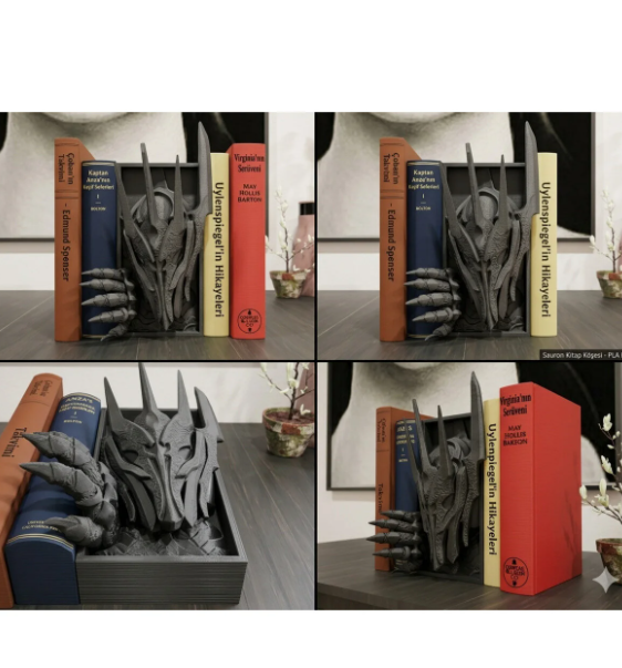 Sauron 3D Kitap Köşesi - Mordor Temalı Book Nook ve Raf Dekoru - LOTR Özel Koleksiyon