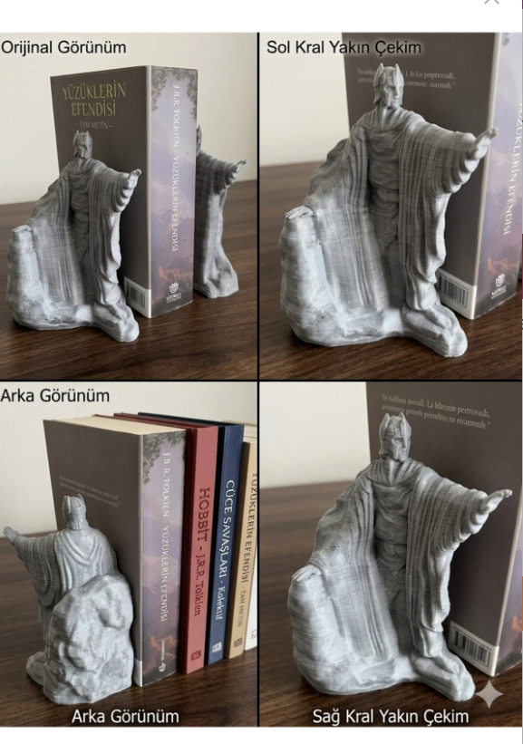 Argonath 3D Kitap Destekleyici Seti - 2 Adet Kralların Kapısı Kitap Ayracı - LOTR Koleksiyonu