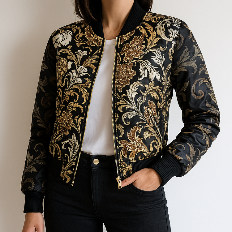 Baroque Bloom Bomber Ceket