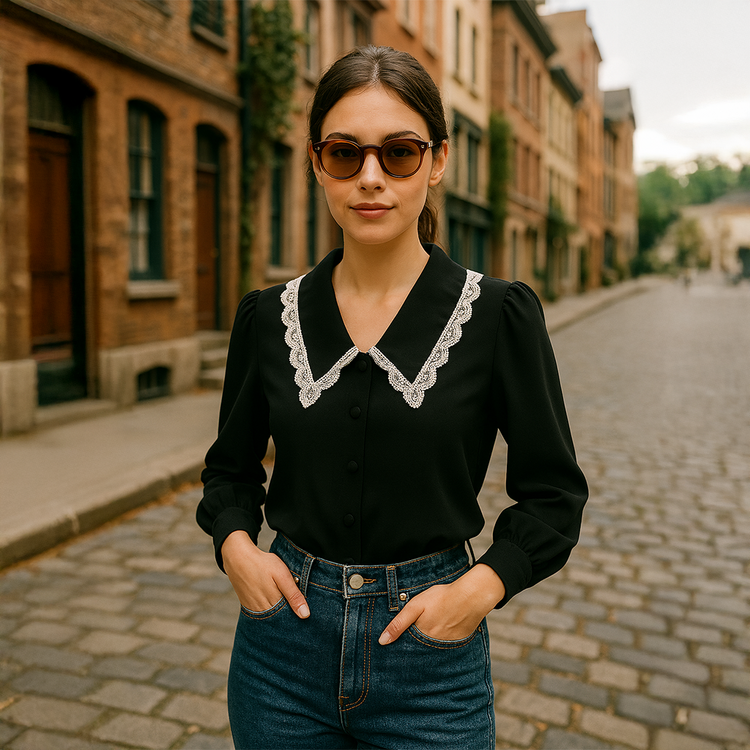 Lace Collar Bluz