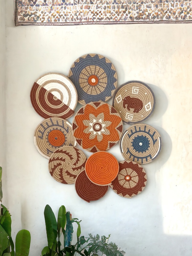 Delhi 10'lu Hasır Duvar Tabağı Seti