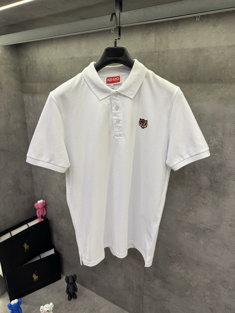Knzo Premium Nakışlı Beyaz Polo Yaka