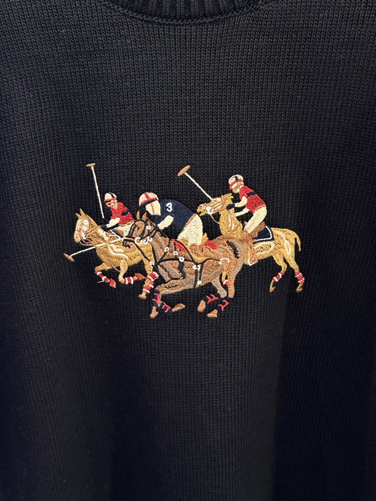 RL Premium Logo Appliquéd Siyah Kazak