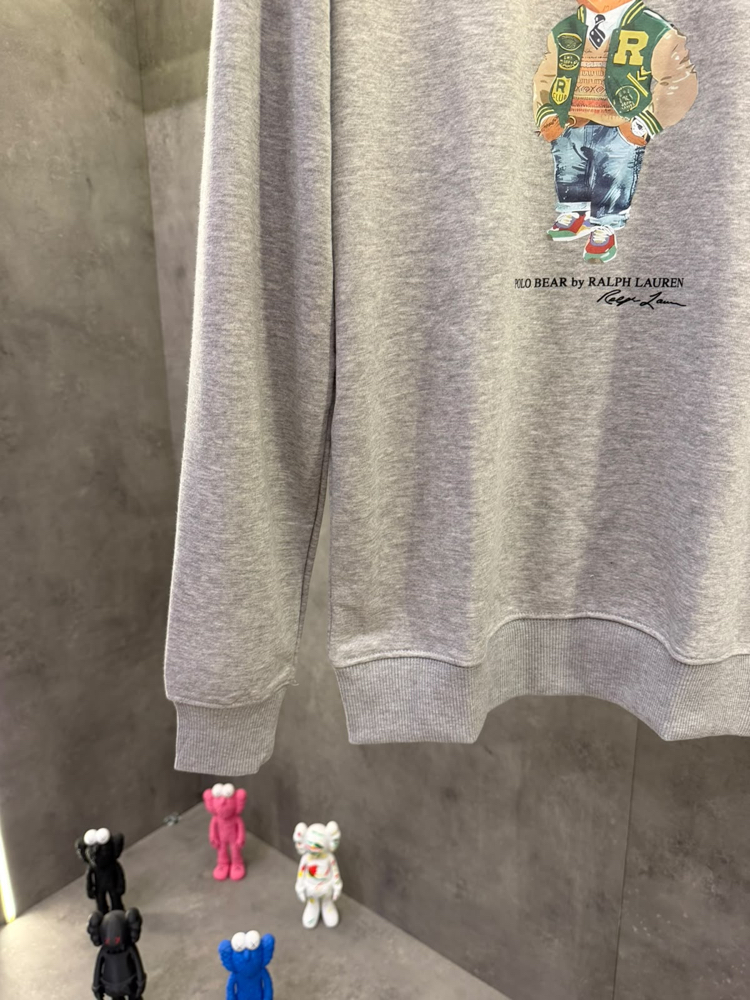 RL Premium Crew Yaka Ayıcık Gri Sweatshirt
