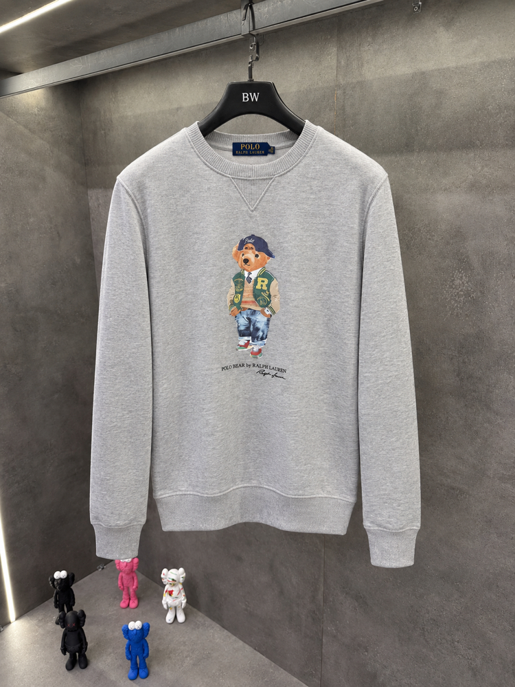 RL Premium Crew Yaka Ayıcık Gri Sweatshirt