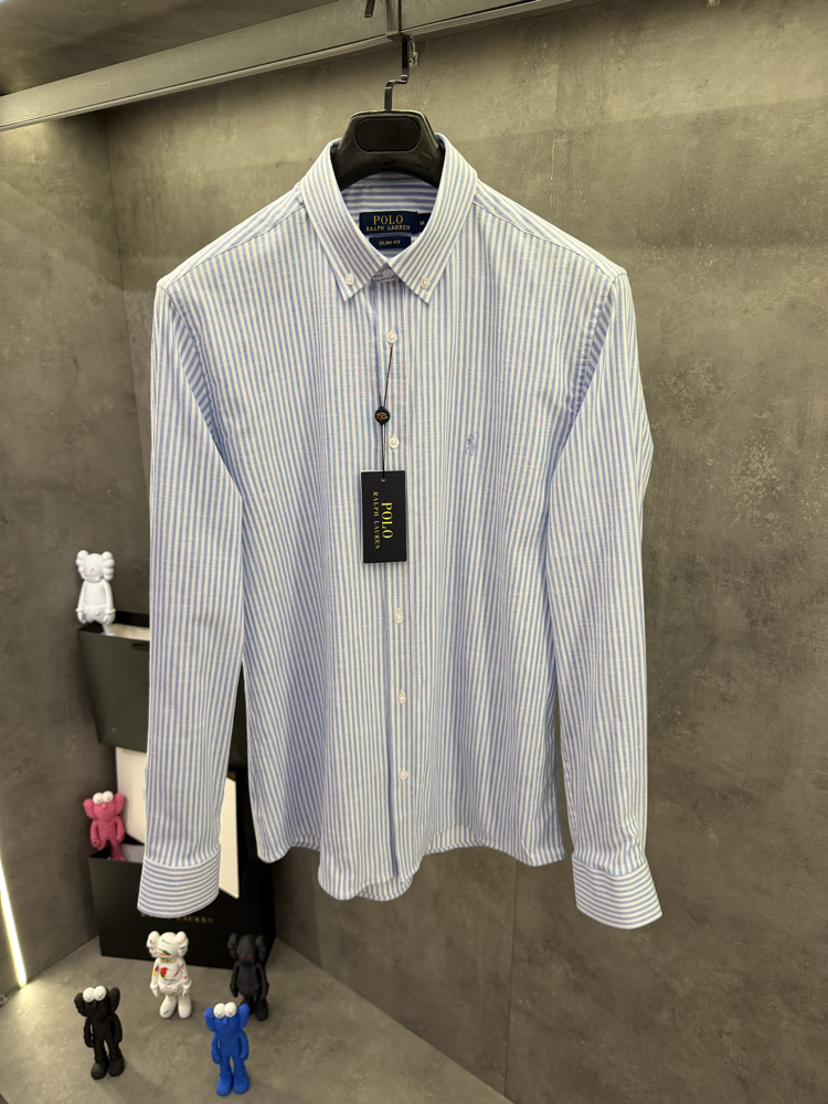 RL 2026 Premium Slim fit Cotton Linen Gömlek Mavi