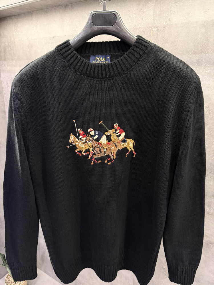 RL Premium Logo Appliquéd Siyah Kazak