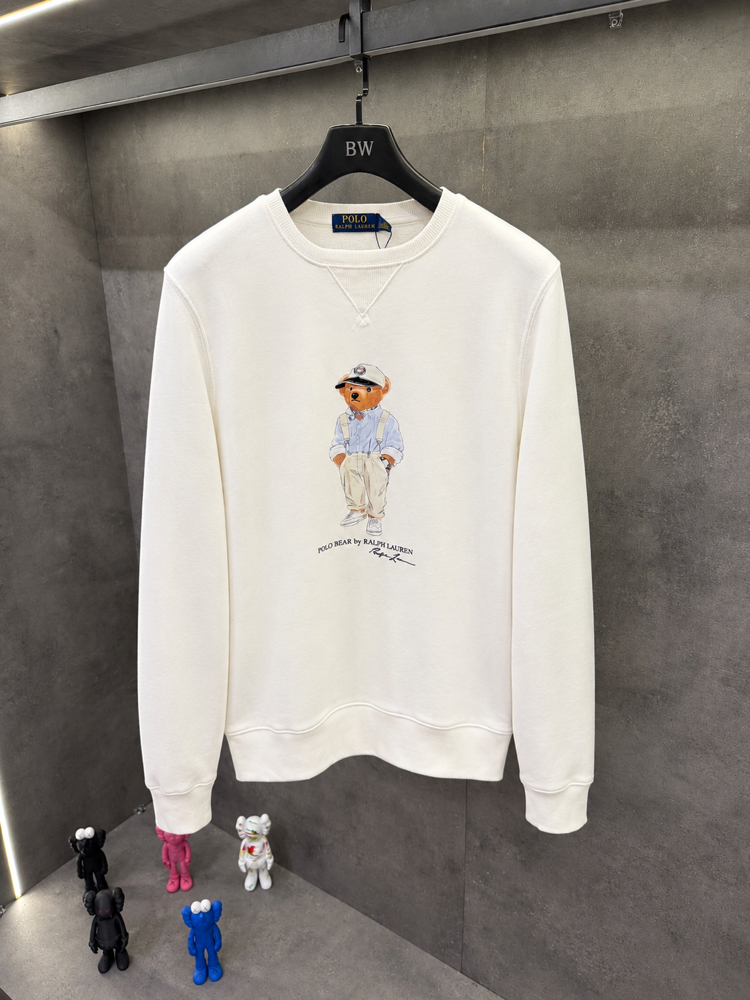RL Premium Crew Yaka Beyaz Ayıcık Sweat