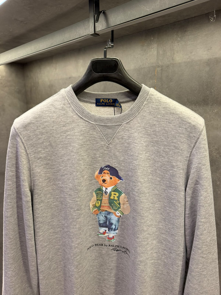 RL Premium Crew Yaka Ayıcık Gri Sweatshirt