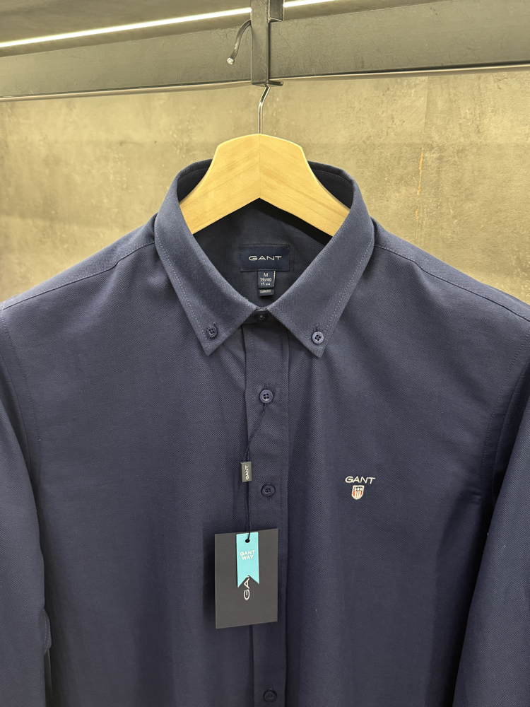 Gant Premium Oxford Classic Lacivert Slimfit Gömlek