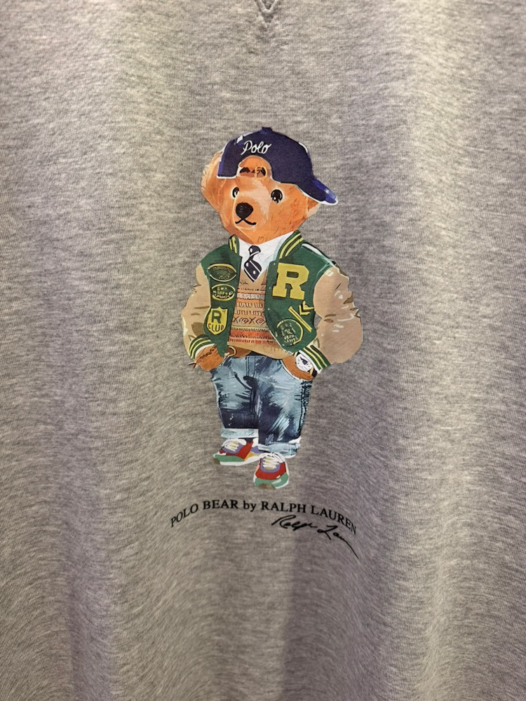 RL Premium Crew Yaka Ayıcık Gri Sweatshirt