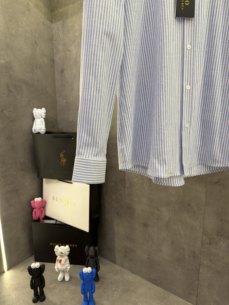 RL 2026 Premium Slim fit Cotton Linen Gömlek Mavi