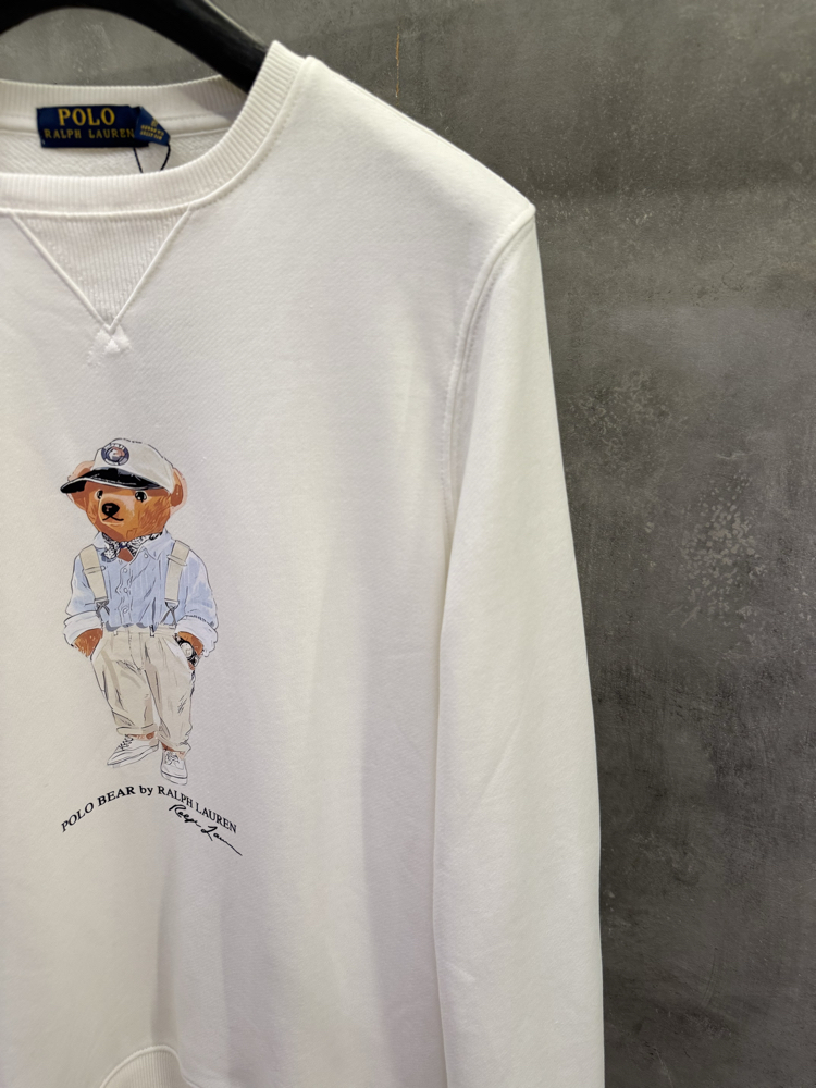 RL Premium Crew Yaka Beyaz Ayıcık Sweat